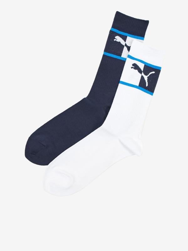 Puma Blocked Logo Sock Ponožky 2 páry Modrá