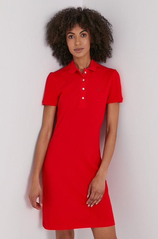 Šaty Lacoste červená barva, mini, jednoduché