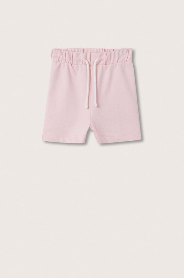 Dětské bavlněné šortky Mango Kids růžová barva, hladké