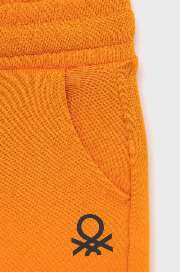 Dětské bavlněné šortky United Colors of Benetton oranžová barva, nastavitelný pas