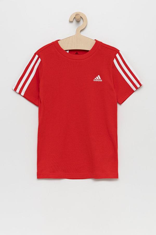 Dětské bavlněné tričko adidas Performance H65802 červená barva, hladké