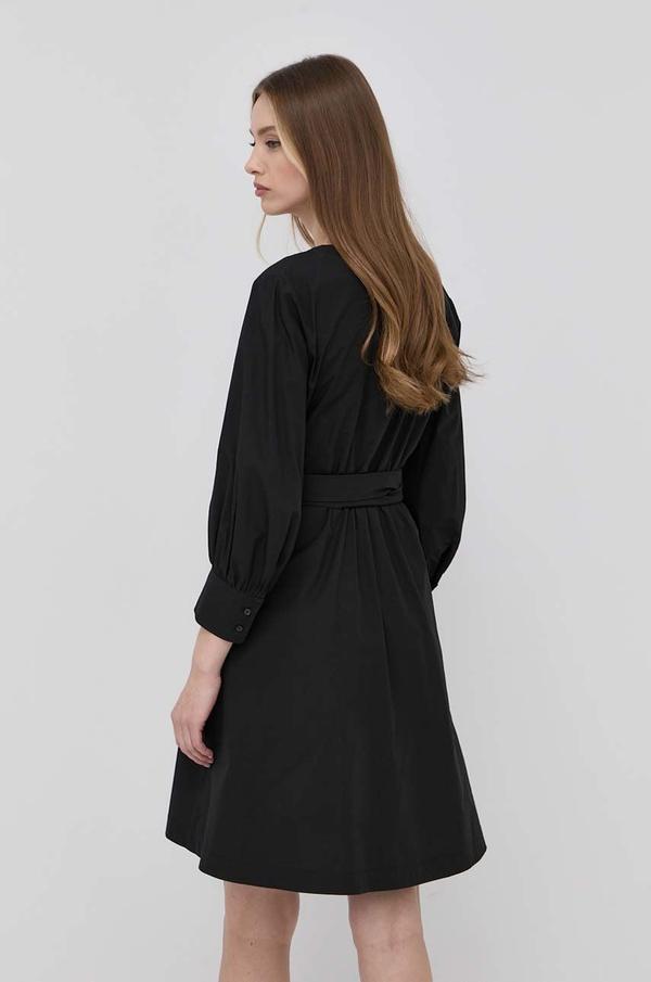 Bavlněné šaty Weekend Max Mara černá barva, mini, áčková