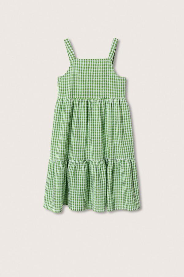 Dívčí šaty Mango Kids Zebra zelená barva, mini