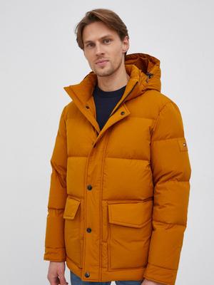 Péřová bunda Tommy Hilfiger oranžová barva, zimní