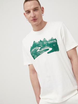 Bavlněné tričko adidas Originals HF4769 béžová barva, s potiskem