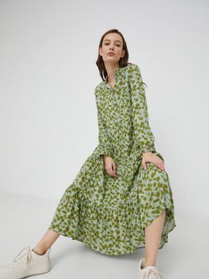Šaty Answear Lab zelená barva, midi, áčková