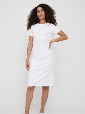 Bavlněné šaty Calvin Klein bílá barva, midi