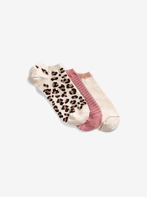 GAP Fashion Ankle Ponožky 3 páry Růžová Béžová