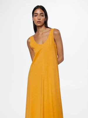Bavlněné šaty Mango Ribet oranžová barva, maxi