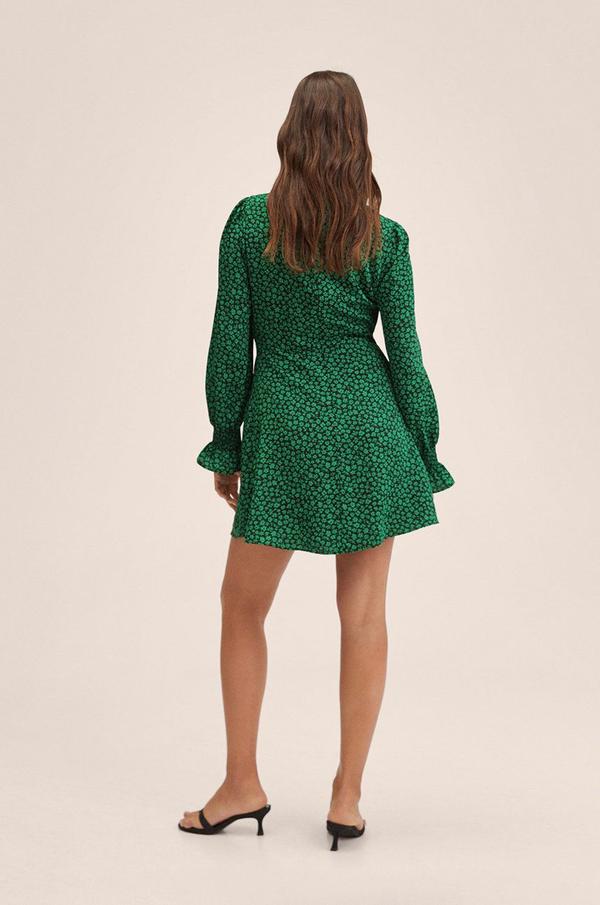 Šaty Mango Fontana zelená barva, mini, áčková