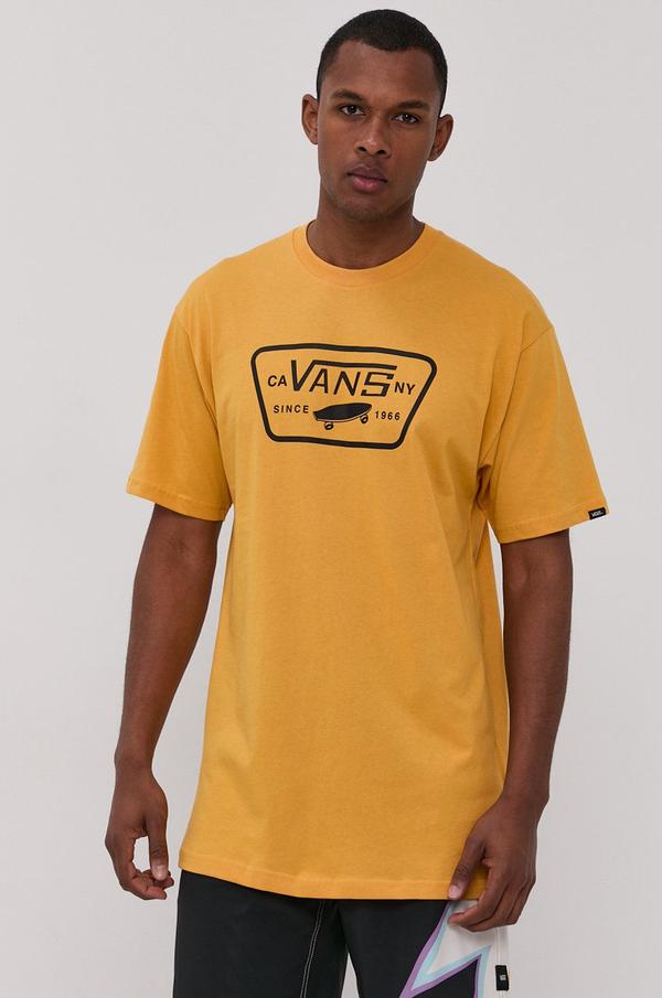 Tričko Vans pánské, žlutá barva, s potiskem
