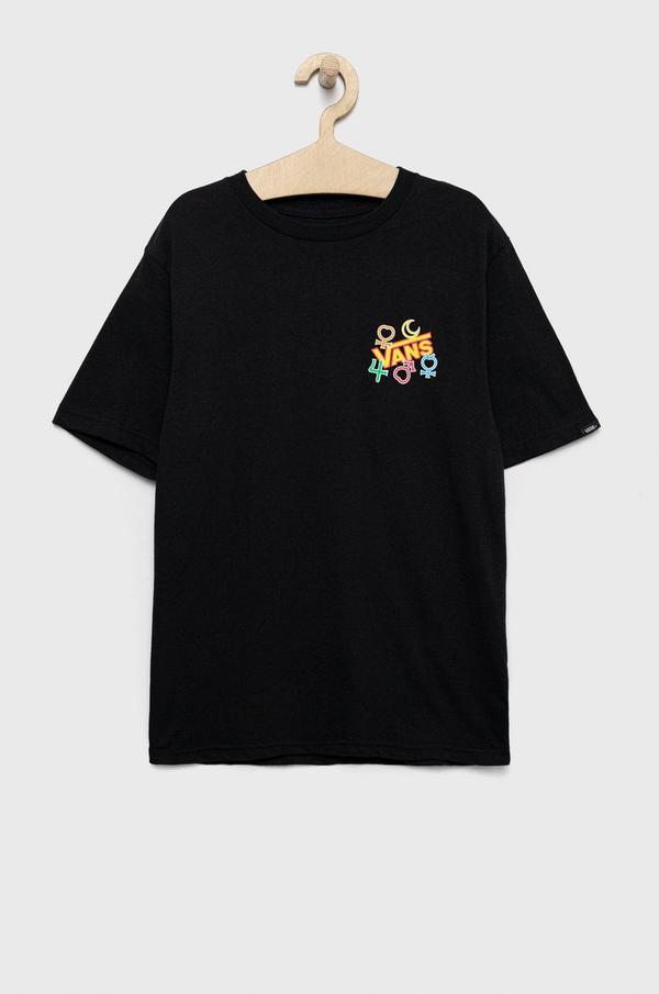 Dětské bavlněné tričko Vans černá barva