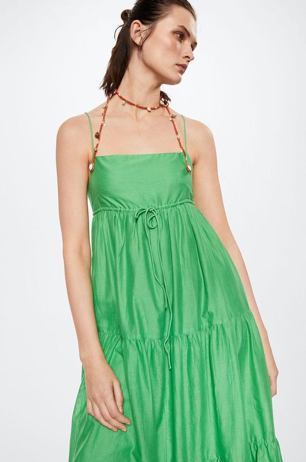 Bavlněné šaty Mango Zamora zelená barva, midi, oversize