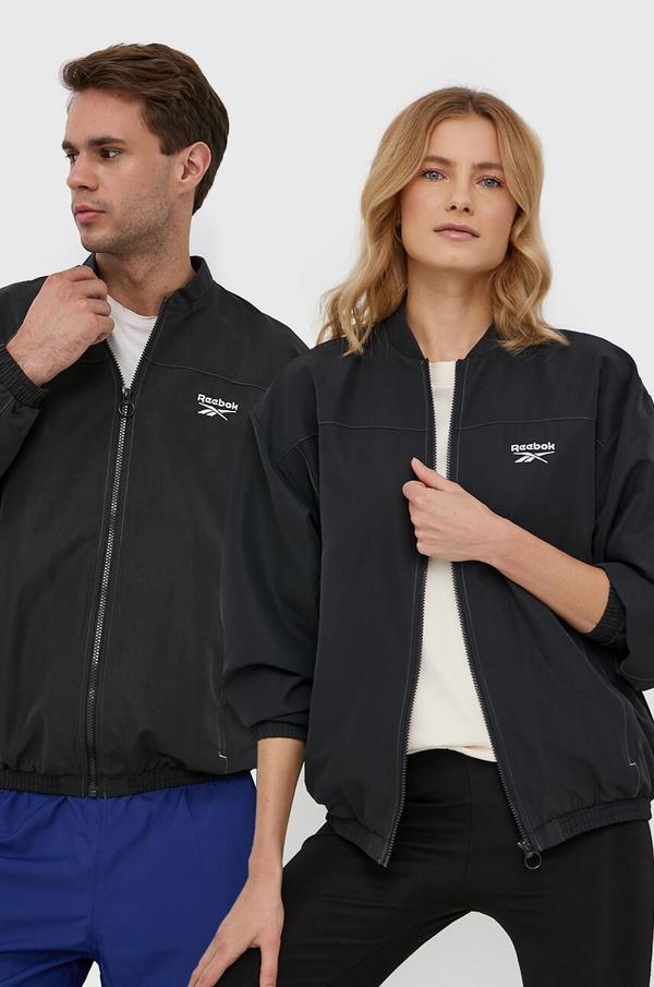 Bunda Reebok Classic GV3487 černá barva, přechodná