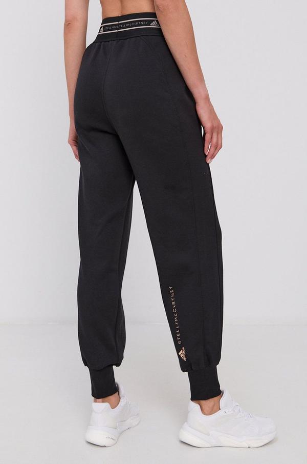 Kalhoty adidas by Stella McCartney dámské, černá barva, hladké