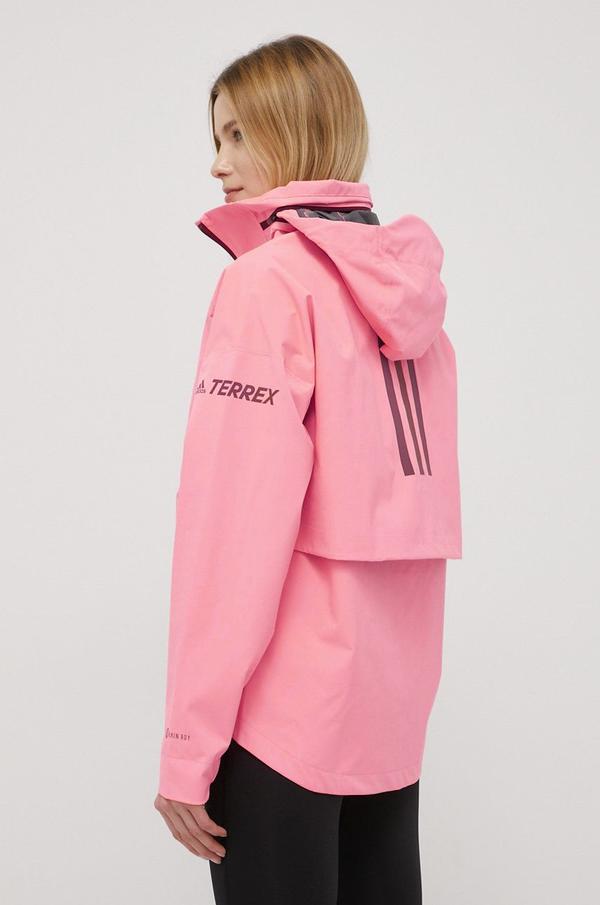 Nepromokavá bunda adidas TERREX Myshelter H48584 dámská, růžová barva