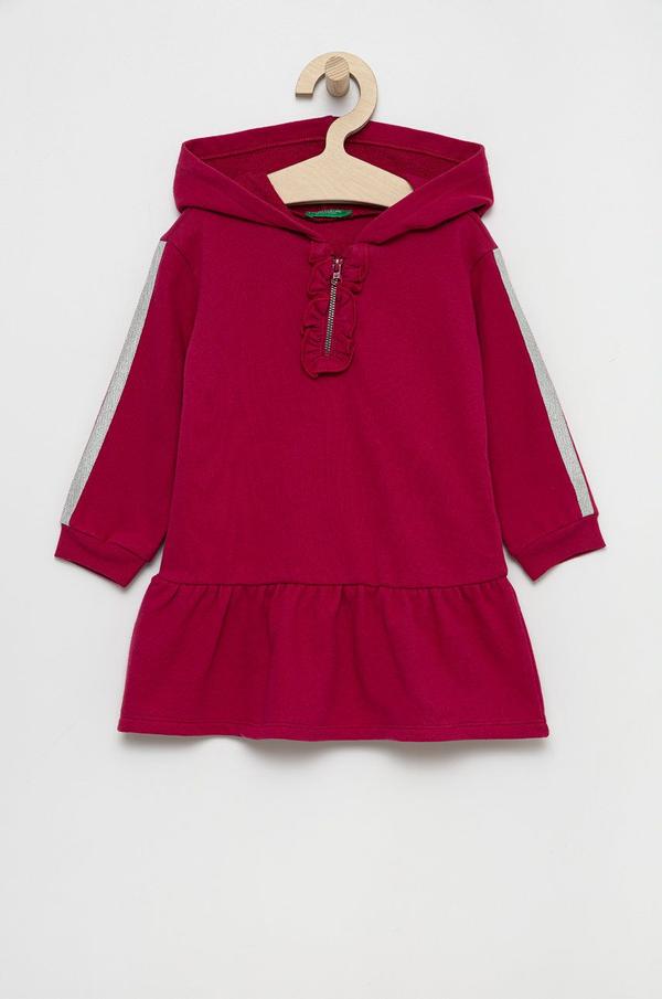 Dívčí šaty United Colors of Benetton růžová barva, mini, jednoduché