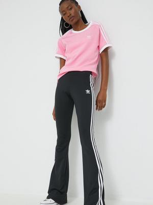Kalhoty adidas Originals dámské, černá barva, zvony, medium waist