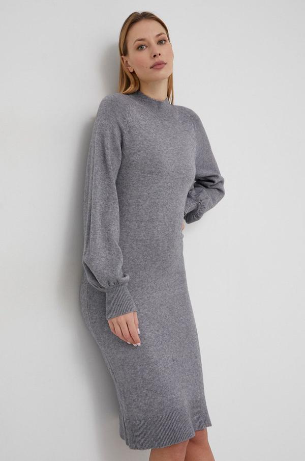 Šaty Answear Lab šedá barva, mini, jednoduchý