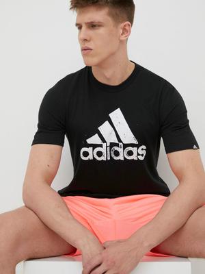 Bavlněné tričko adidas HE4794 černá barva, s potiskem
