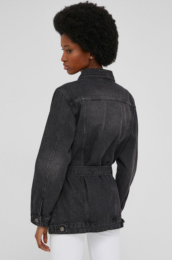 Džínová bunda Answear Lab dámská, šedá barva, přechodná