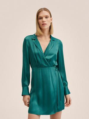 Šaty Mango zelená barva, mini, áčková