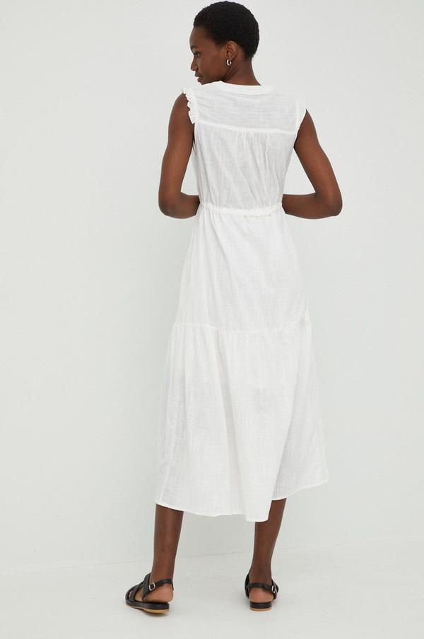 Lněné šaty Answear Lab bílá barva, midi