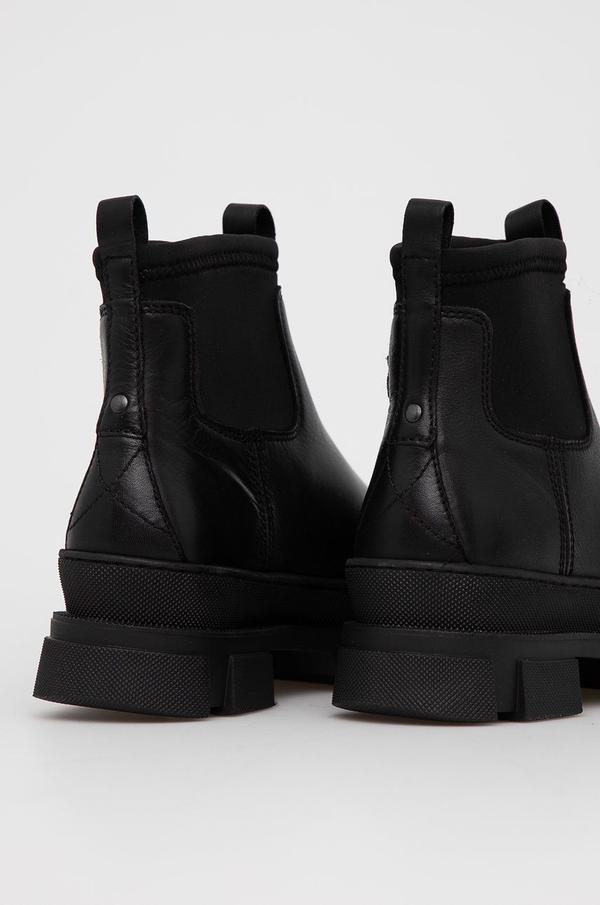 Kožené kotníkové boty Aldo dámské, černá barva, na podpatku