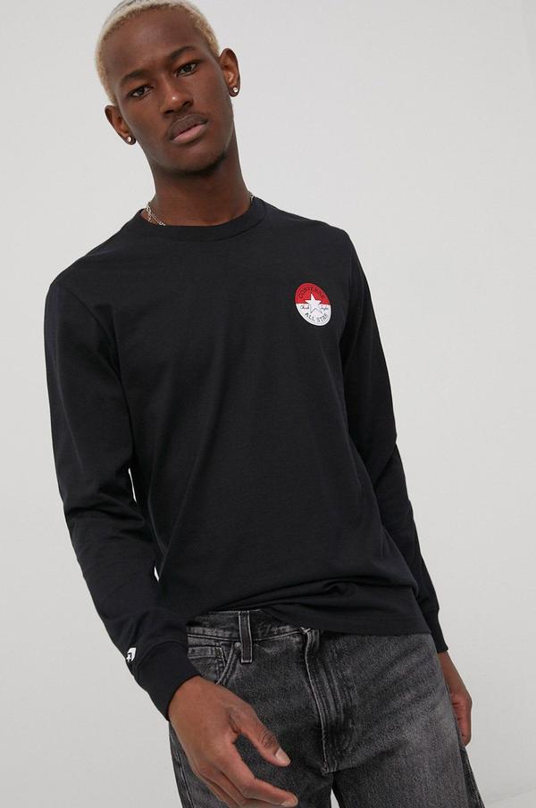 Bavlněné tričko s dlouhým rukávem Converse X Pokemon černá barva, s potiskem