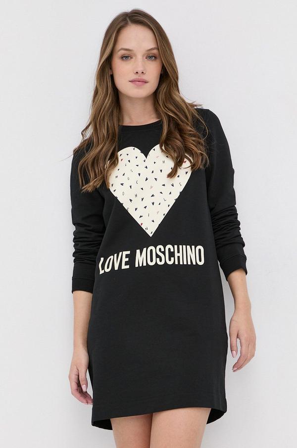 Šaty Love Moschino černá barva, mini, jednoduché