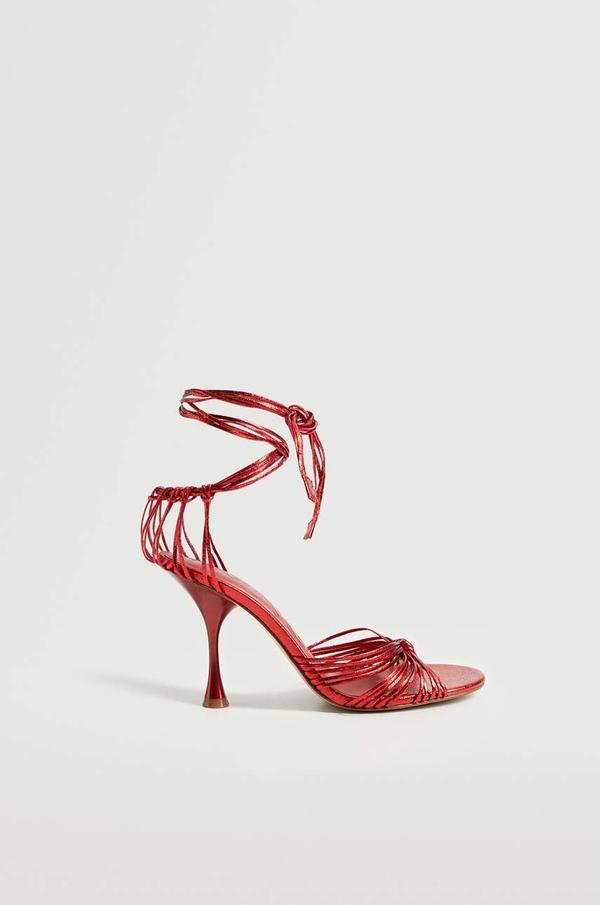 Sandály Mango Fine dámské, červená barva