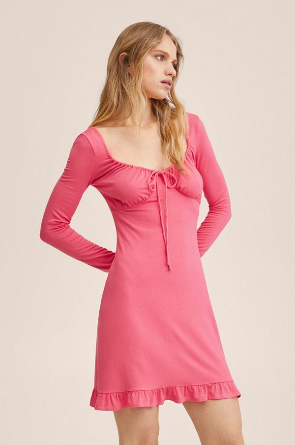Šaty Mango Lily růžová barva, mini, jednoduchý