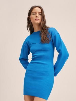 Šaty Mango modrá barva, mini