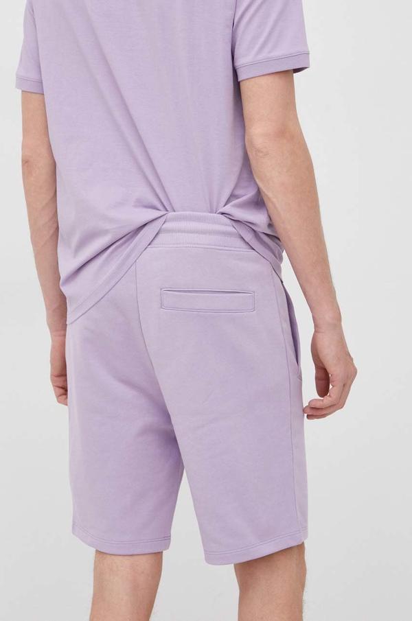 Bavlněné šortky Hugo pánské, fialová barva