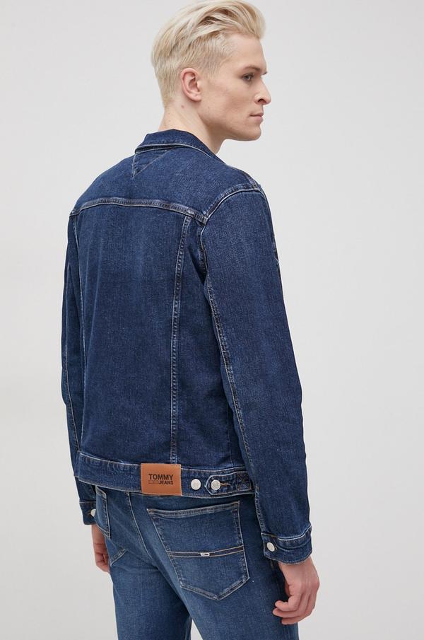 Džínová bunda Tommy Jeans pánská, tmavomodrá barva, přechodná