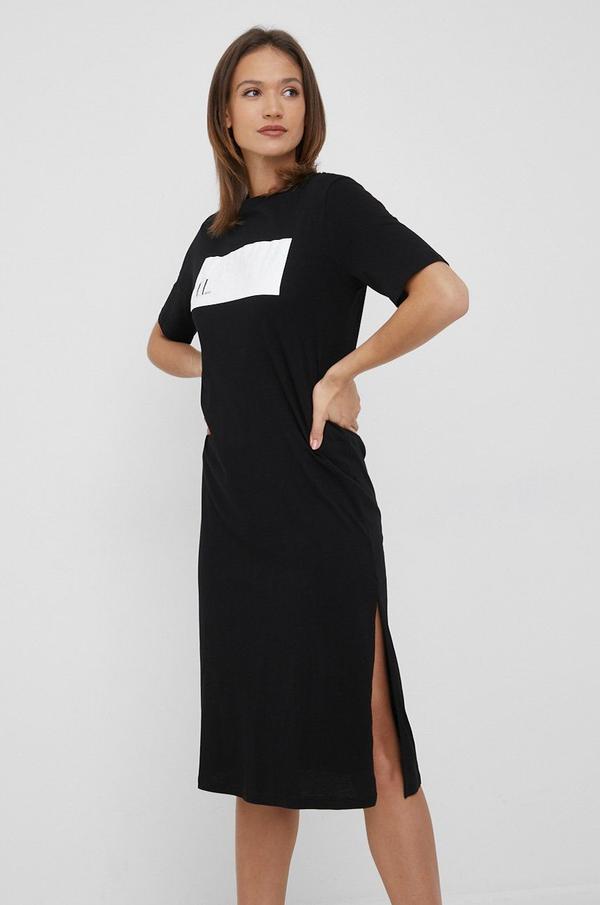 Bavlněné šaty Armani Exchange černá barva, mini, jednoduchý