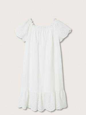 Dětské bavlněné šaty Mango Kids Suizo bílá barva, mini