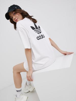 Bavlněné šaty adidas Originals Adicolor HC2034 bílá barva, mini, oversize