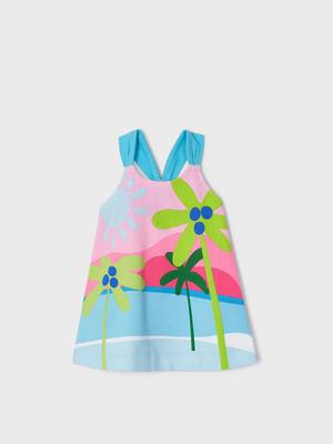 Dívčí šaty Mayoral tyrkysová barva, mini, áčková