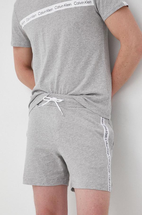 Bavlněné šortky Calvin Klein pánské, šedá barva