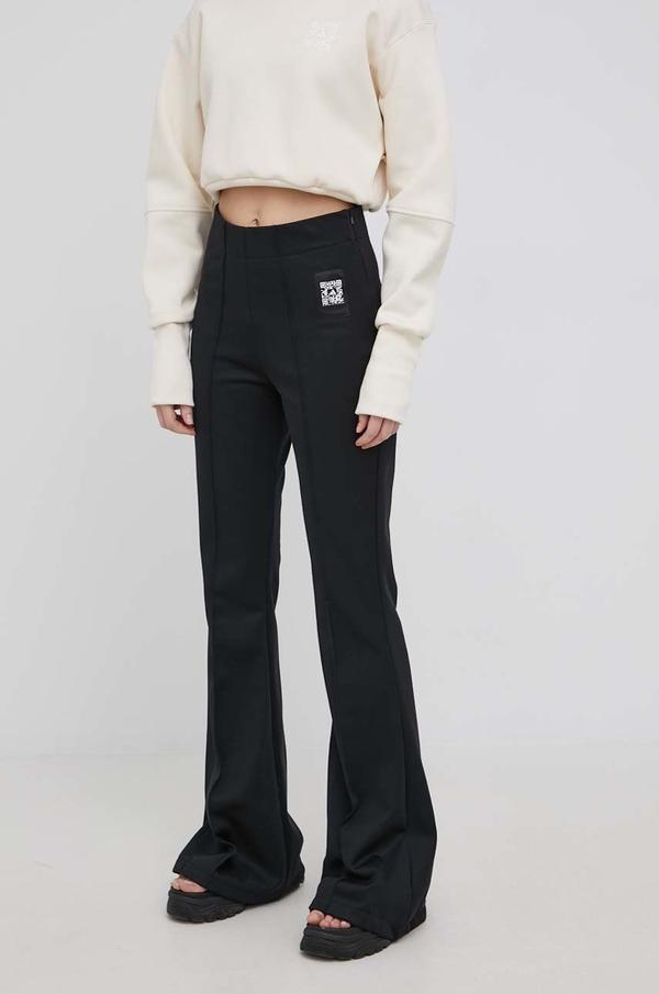 Kalhoty adidas Performance X Karlie Kloss HB1451 dámské, černá barva, zvony, high waist