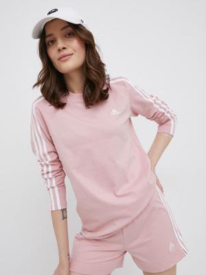 Bavlněné tričko s dlouhým rukávem adidas HC9120 růžová barva
