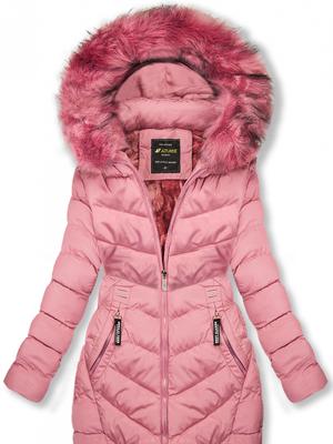 Růžová zimní bunda s odnímatelnou kapucí