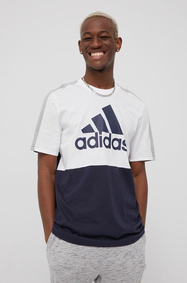 Bavlněné tričko adidas HE4329 bílá barva, s potiskem