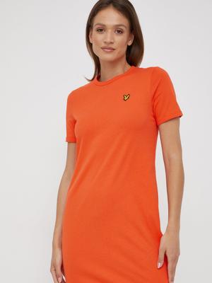 Bavlněné šaty Lyle & Scott oranžová barva, mini