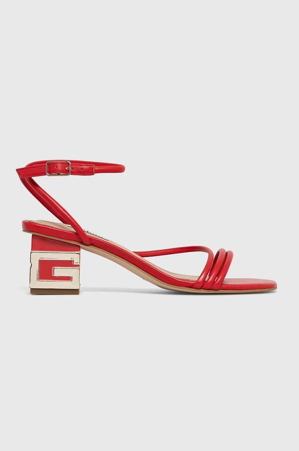 Kožené sandály Guess červená barva
