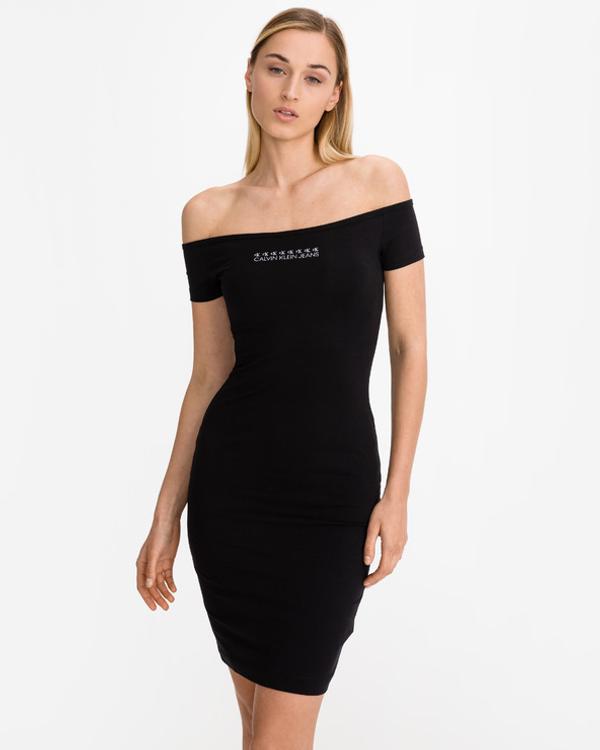 Calvin Klein Stretch Off-Shoulder Šaty Černá