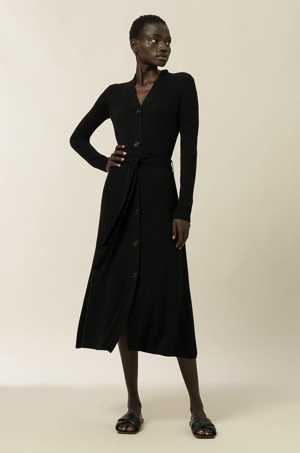 Šaty Ivy & Oak černá barva, midi, jednoduché