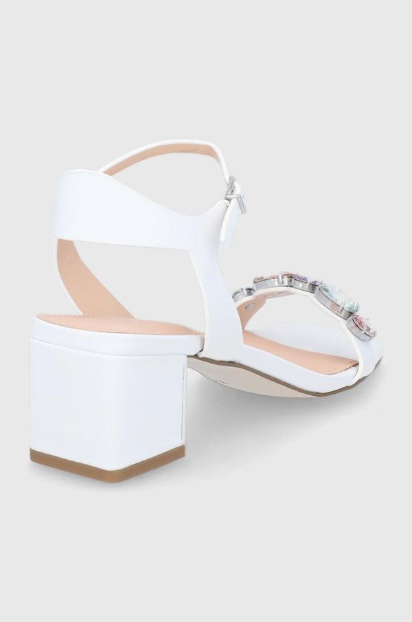 Kožené sandály Guess Mahari dámské, bílá barva, na podpatku
