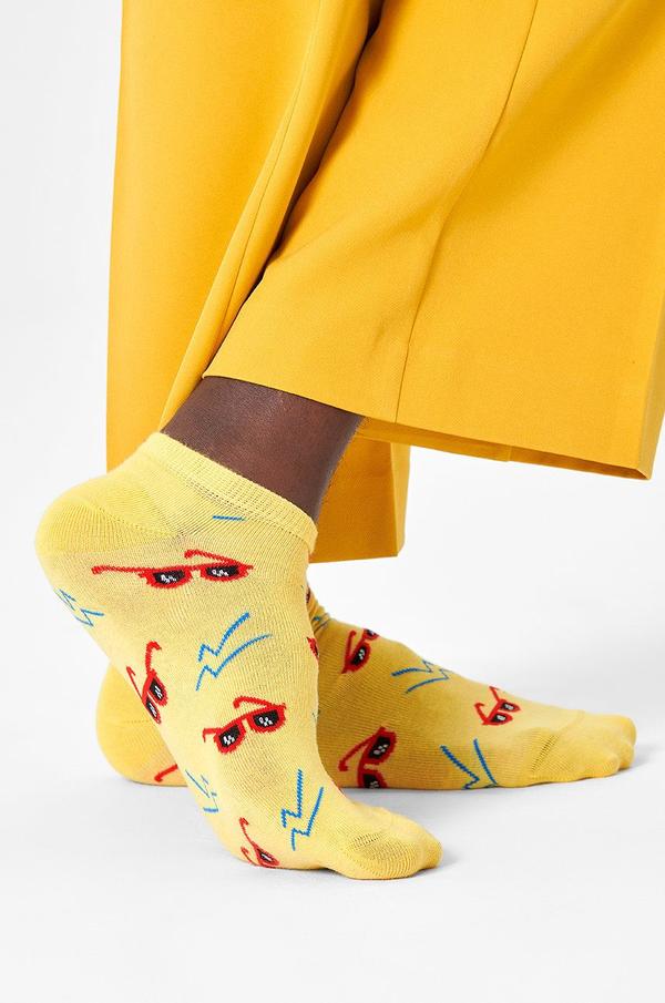 Kotníkové ponožky Happy Socks pánské, žlutá barva